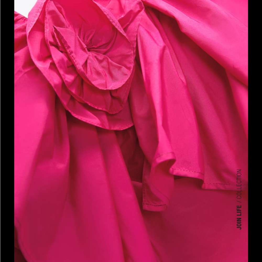 Zara raised rose ruffled asymmetric voluminous top - Picture 15 of 16
